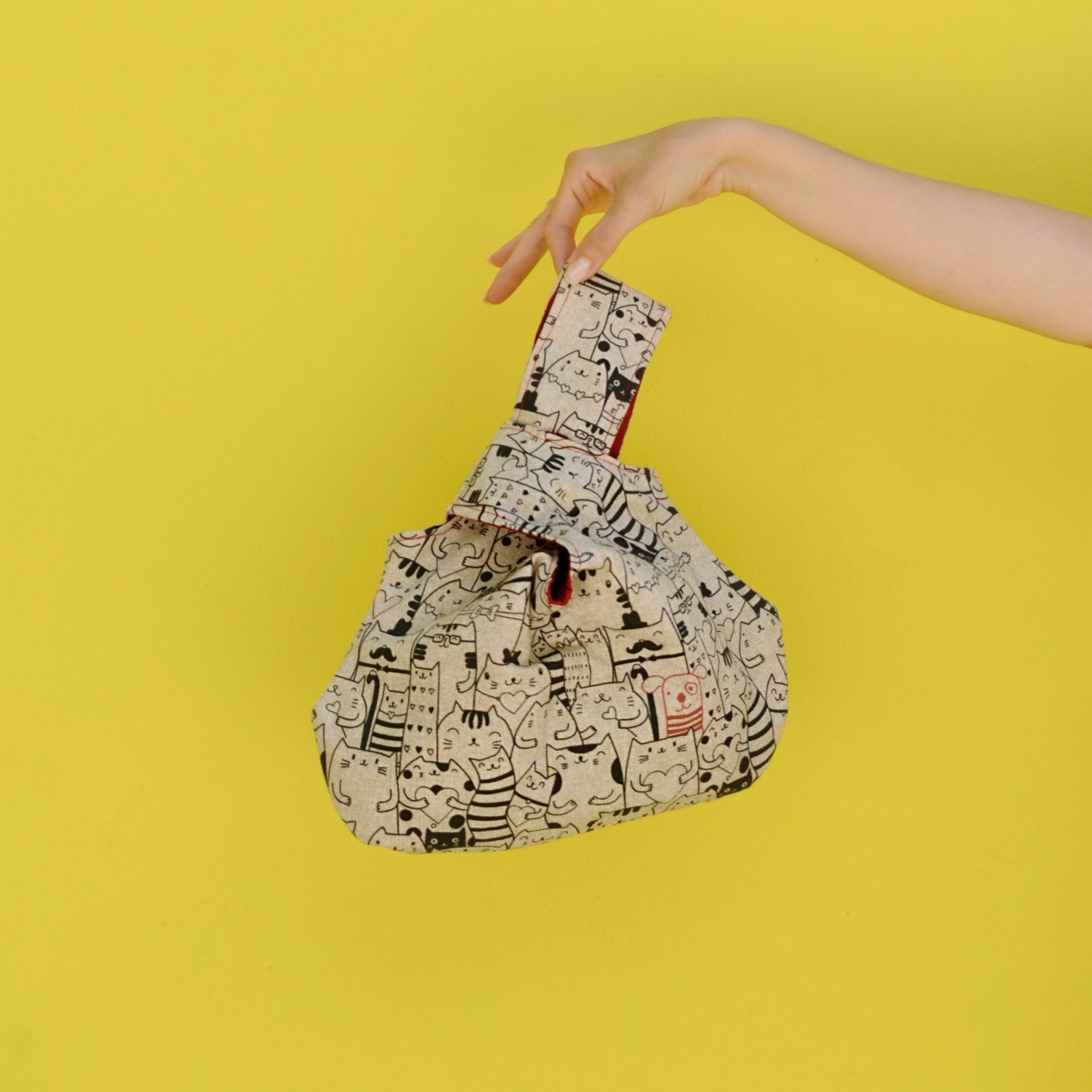Japanese Knot bag "Cats"